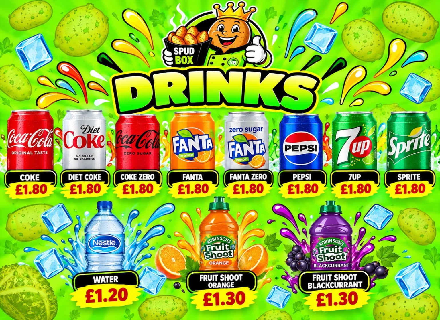 Spud Box drinks menu