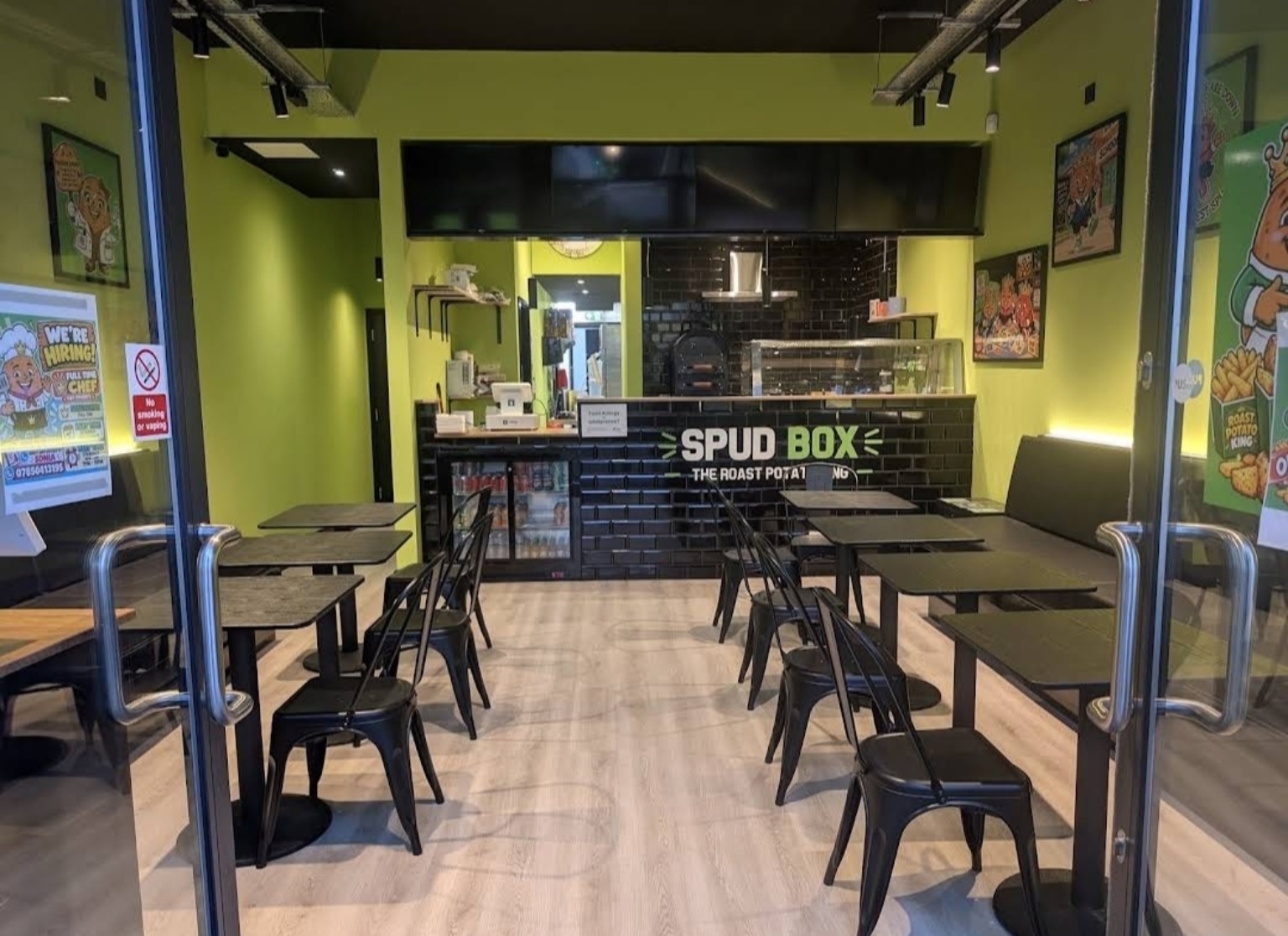 Spud Box counter and tables